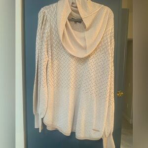 Size XL cream cowl neck light weight sweater with gold accent